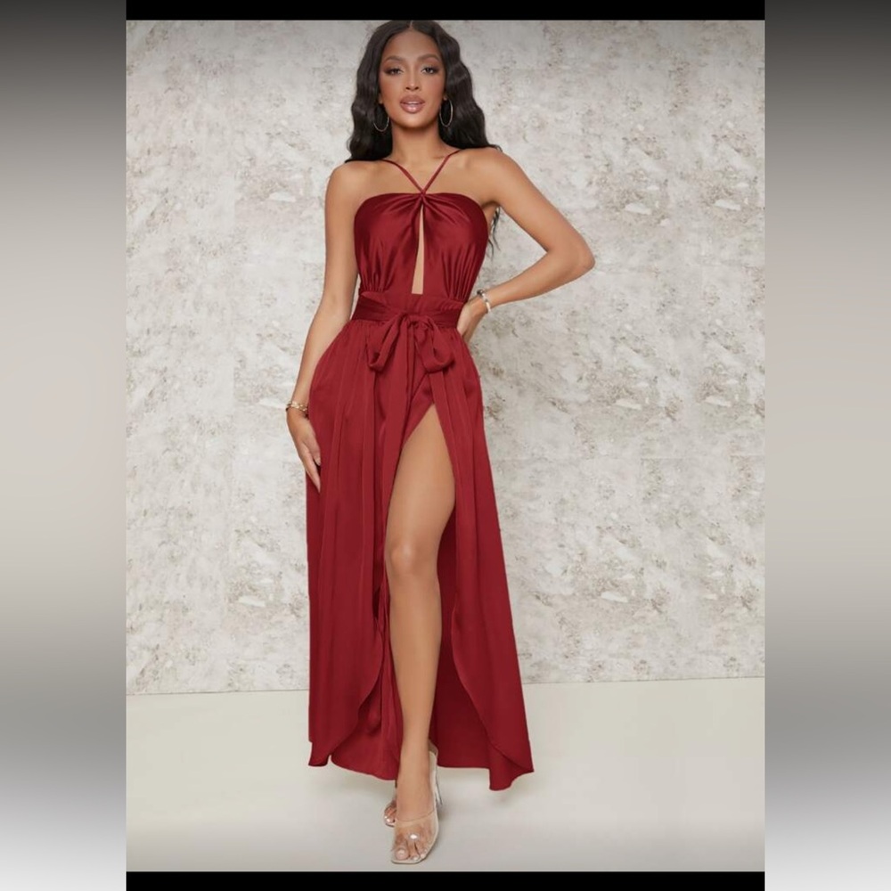 NWOT Elegant Red Halter Dress